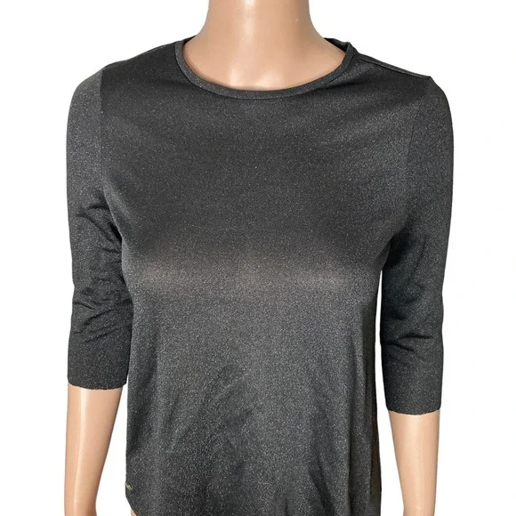 Ted Baker London Blouse Womens Size 0 Asymmetric Black Shimmer Sparkle - Picture 8 of 14